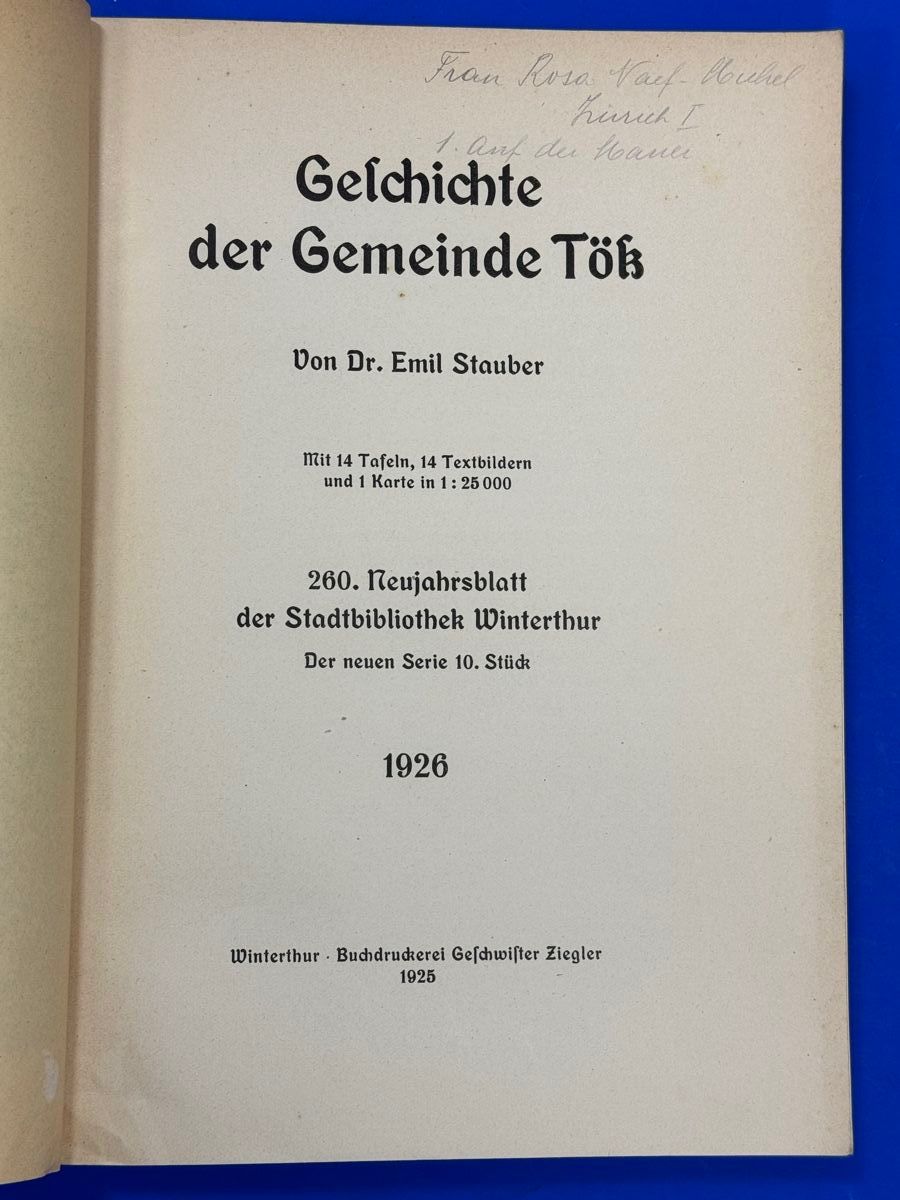 Libri: Geschichte der Gemeinde Töss. 1926 – Usato da Adliswil venduto da buch_und_kunst 2