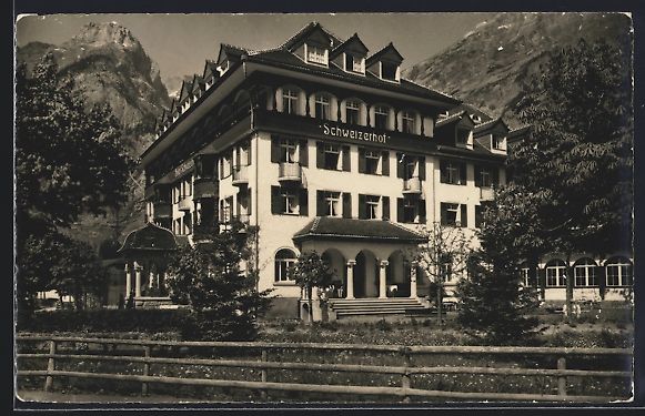 Cartoline postali: Kandersteg, Blick auf das Hotel Schweize – Usato da Berlin venduto da bartko-reher