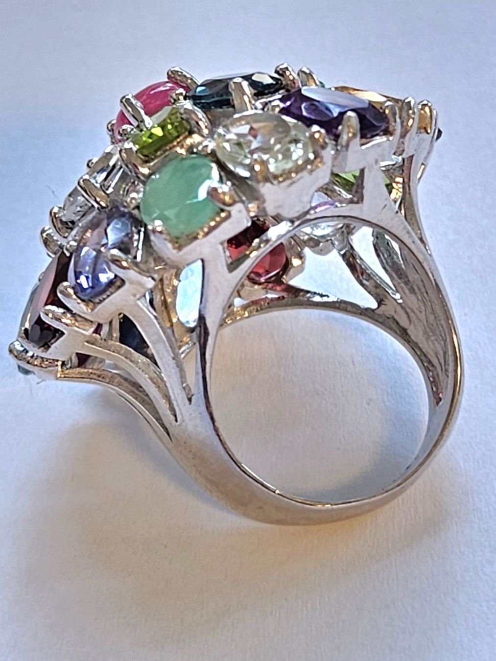 Anelli: Silber Ring mit vielen bunten echten Edel-Steinen – Nuovo (secondo la descrizione) da Zürich venduto da adriben 4