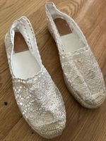 Weiss gold Espadrilles mit Spitze, Grösse 39, Sommer Schuhe