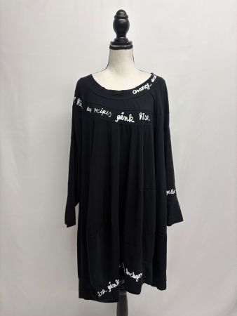 neues Rundholz Kleid mit Schriftzug Oversize schwarz M