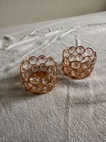 23 Teelichthalter Rosegold Kristall Glas neu