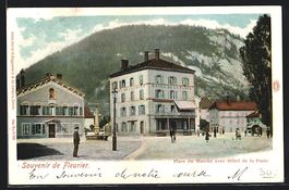 Fleurier, Place du Marché avec Hotel de
