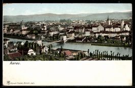 AK Aarau, Teilansicht mit Brücke über die Aare