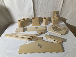 Holzdeko Set 13-teilig: Schale, Stifteboxen uvm. Zum Bemalen