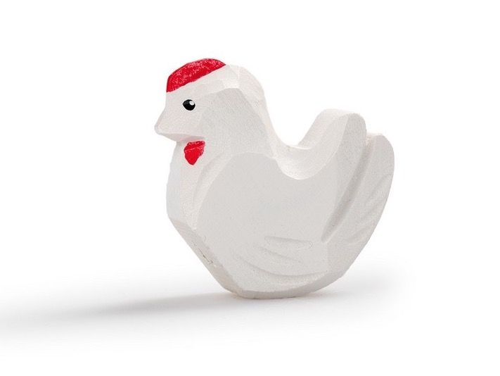 Ostheimer Holzhuhn Weiß – Handbemalte Holzfigur, 5,5 Cm Hoch – Für Kinder Ab 3 Jahren