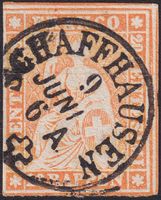 25D (25B3) mit Vollstempel von Schaffhausen, Kat: 260.-