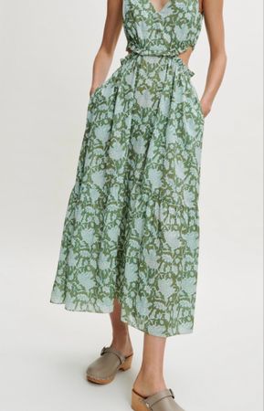 Maje Sommerkleid Baumwolle grün gemustert Grösse 36