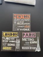 Leinwandbilder Set NY/London/Paris - 3-teilig, je 25x25 cm