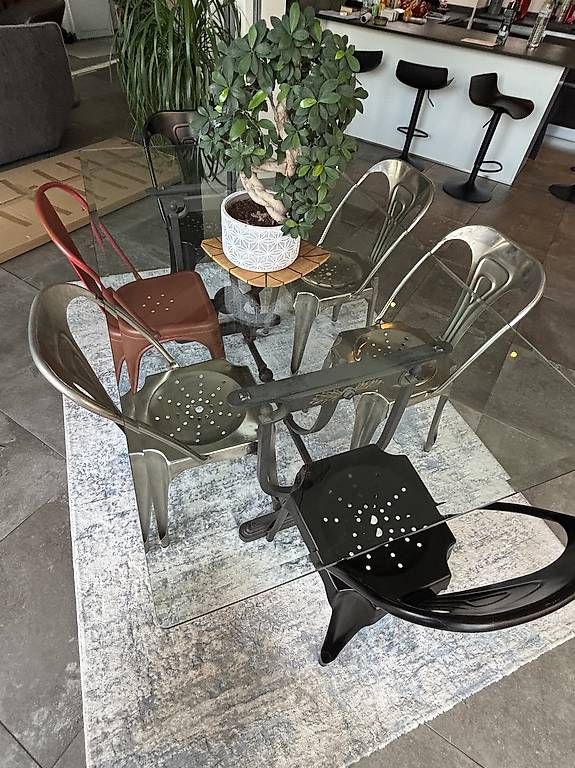 Tables: Table verre pied bronze   – D'occasion à Vessy par dolphintower