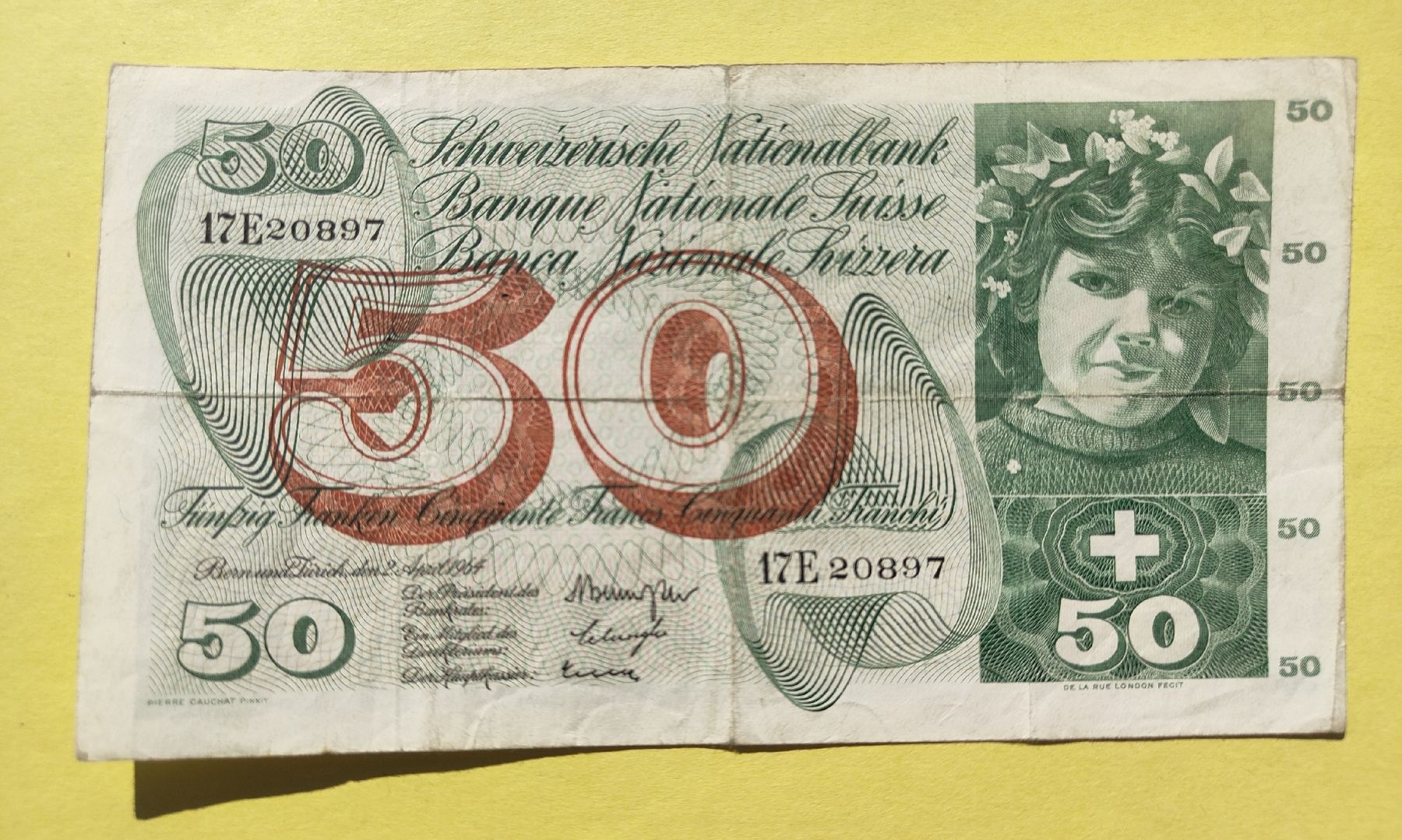 Banconote: 50 Franken Note 1964 – Usato da chur venduto da Hmars