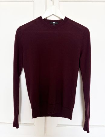 Pull femme Uniqlo 100% laine bordeaux - Taille S