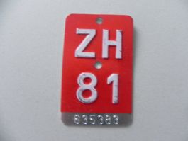 Velonummer Velo Rad ZH 1981 Zürich 81 Nummer Geschenk Bike