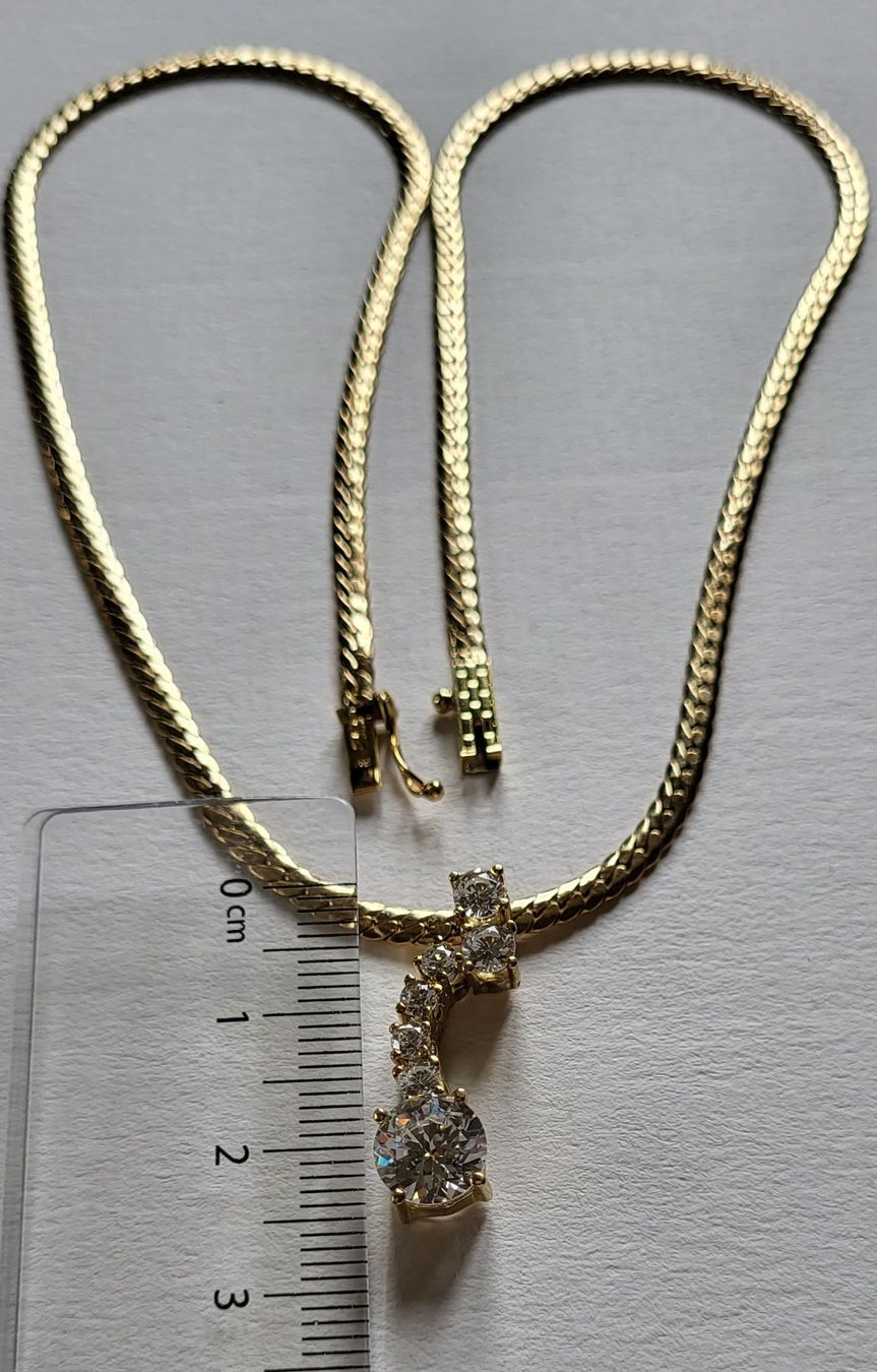 Catenine: Gold 585 Kette Mit Steine – Usato da Wald ZH venduto da Aniade