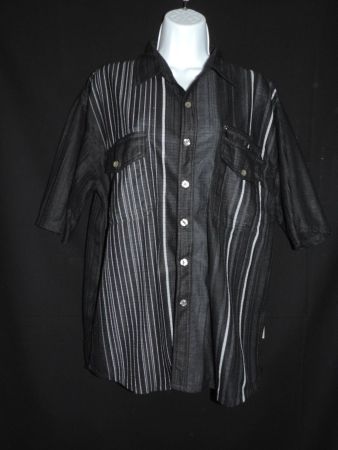 t-shirt léger noir à rayures grises et blanches