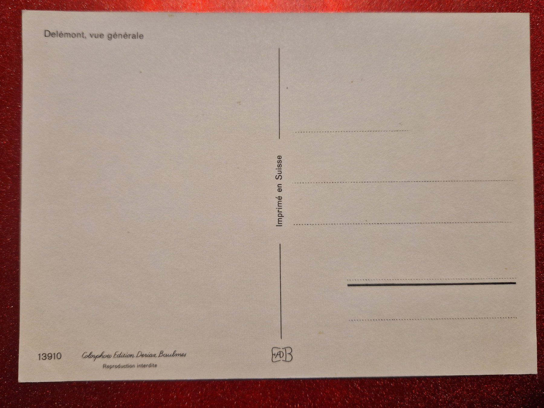 Cartoline postali: Delémont, vue générale – Nuovo (secondo la descrizione) da Melchnau venduto da Arthurius 1