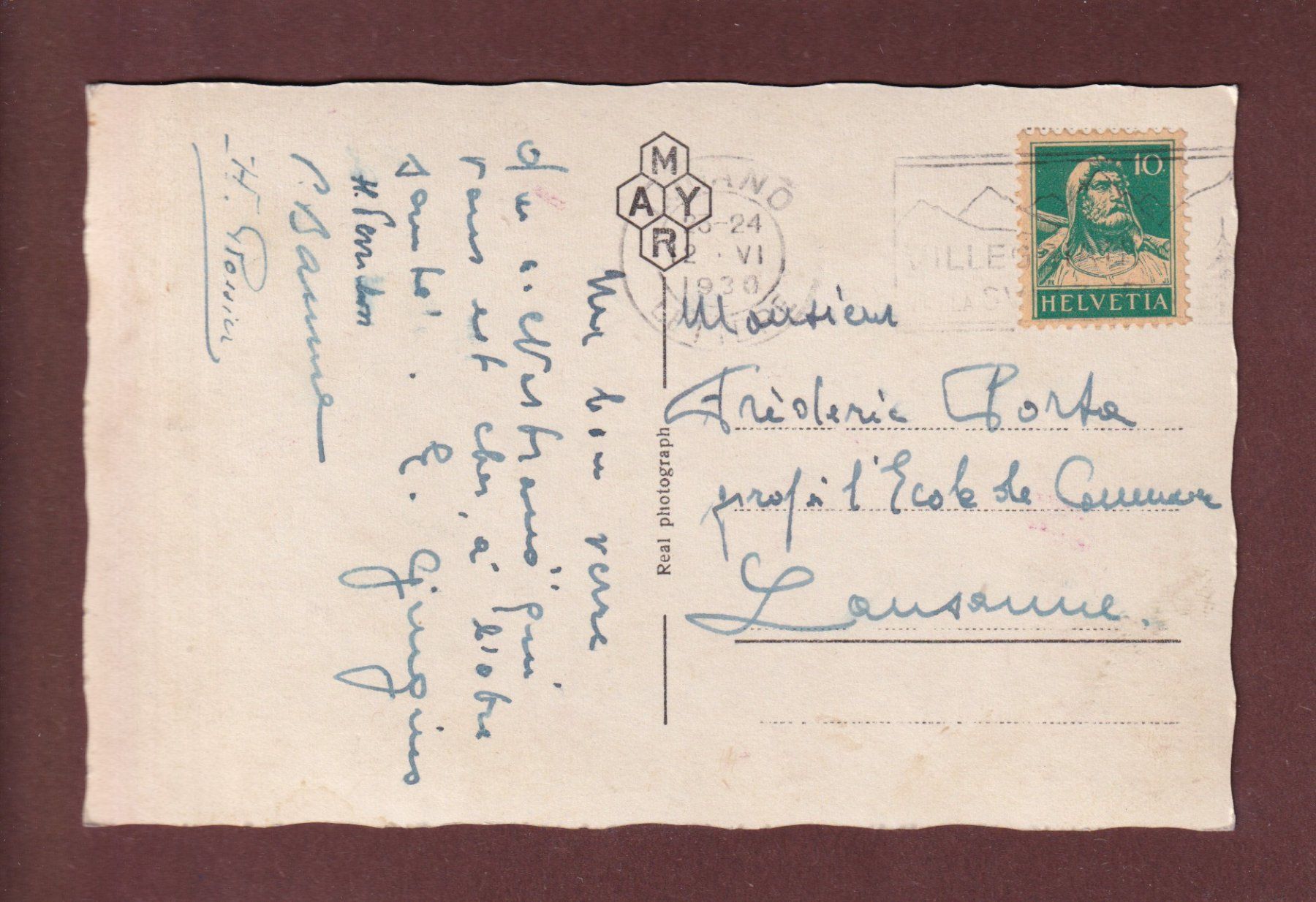 Cartoline postali: LUGANO - San Salvatore - 1930 – Usato da Pully venduto da nicecards-shop 1