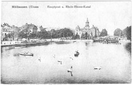 MÜHLHAUSEN i.Elsass) Hauptstrasse & Rhein U.Rhone-Kanal 1910