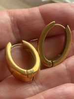 Luxus Elegante Creolen Edelstahl Ohrstecker Farbe Gold