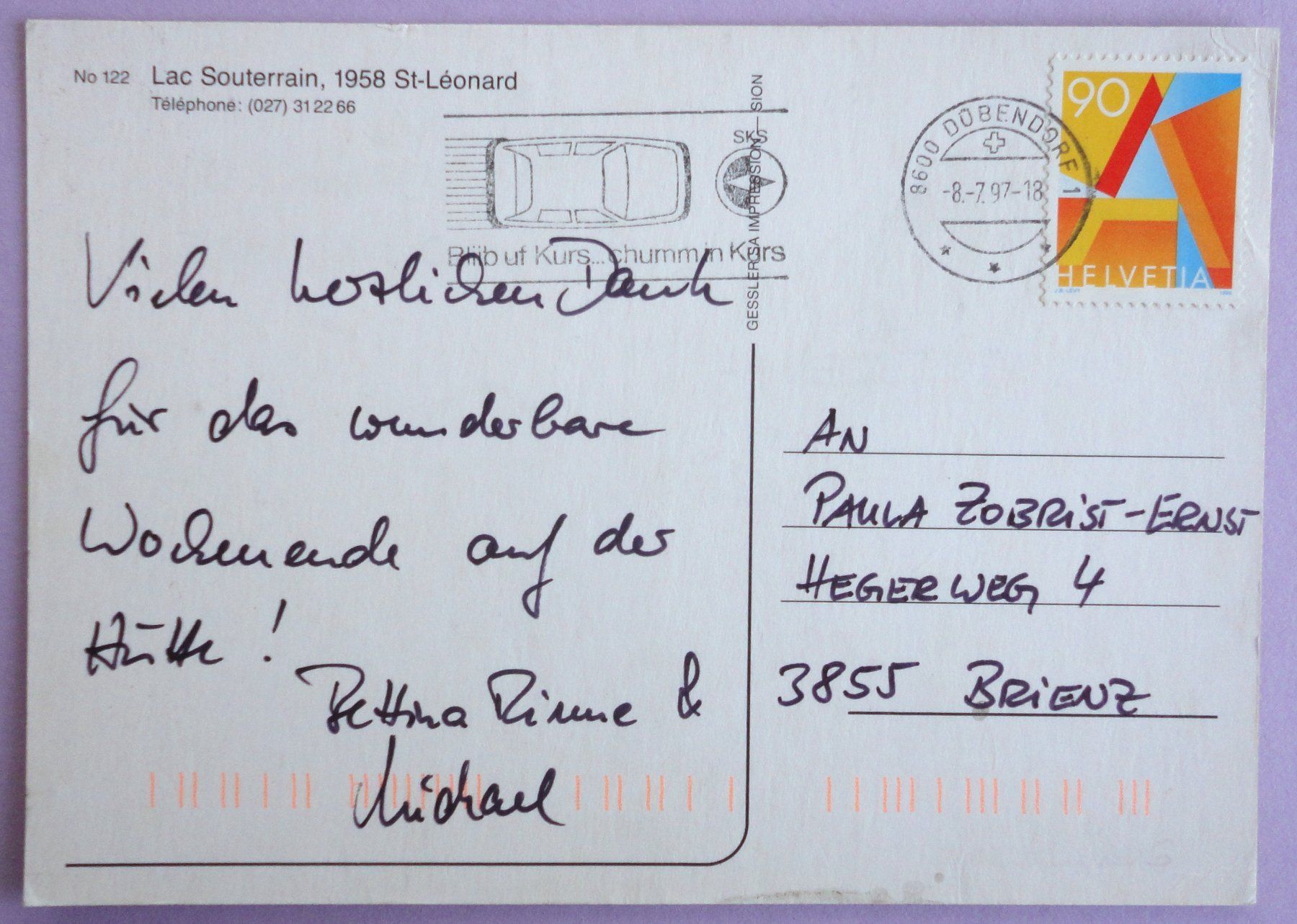 Cartoline postali: Lac Souterrain, St-Léonard – Usato da Fétigny venduto da Billy2miny 1