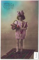 1. April - Mädchen mit Fischkorb - coloriert