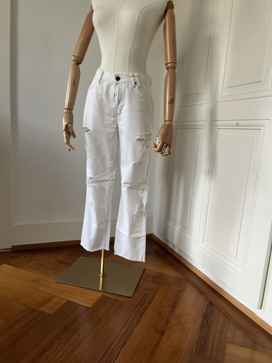 Zara Jeans: Zara Basic White Distressed Cropped Jeans - Summer 👖 – Usato da Mies venduto da Nib2011 1