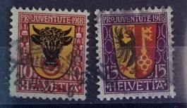 A210C) J10,11 Pro Juventute 1918 Wappen Uri, Genf Kt. 50.-