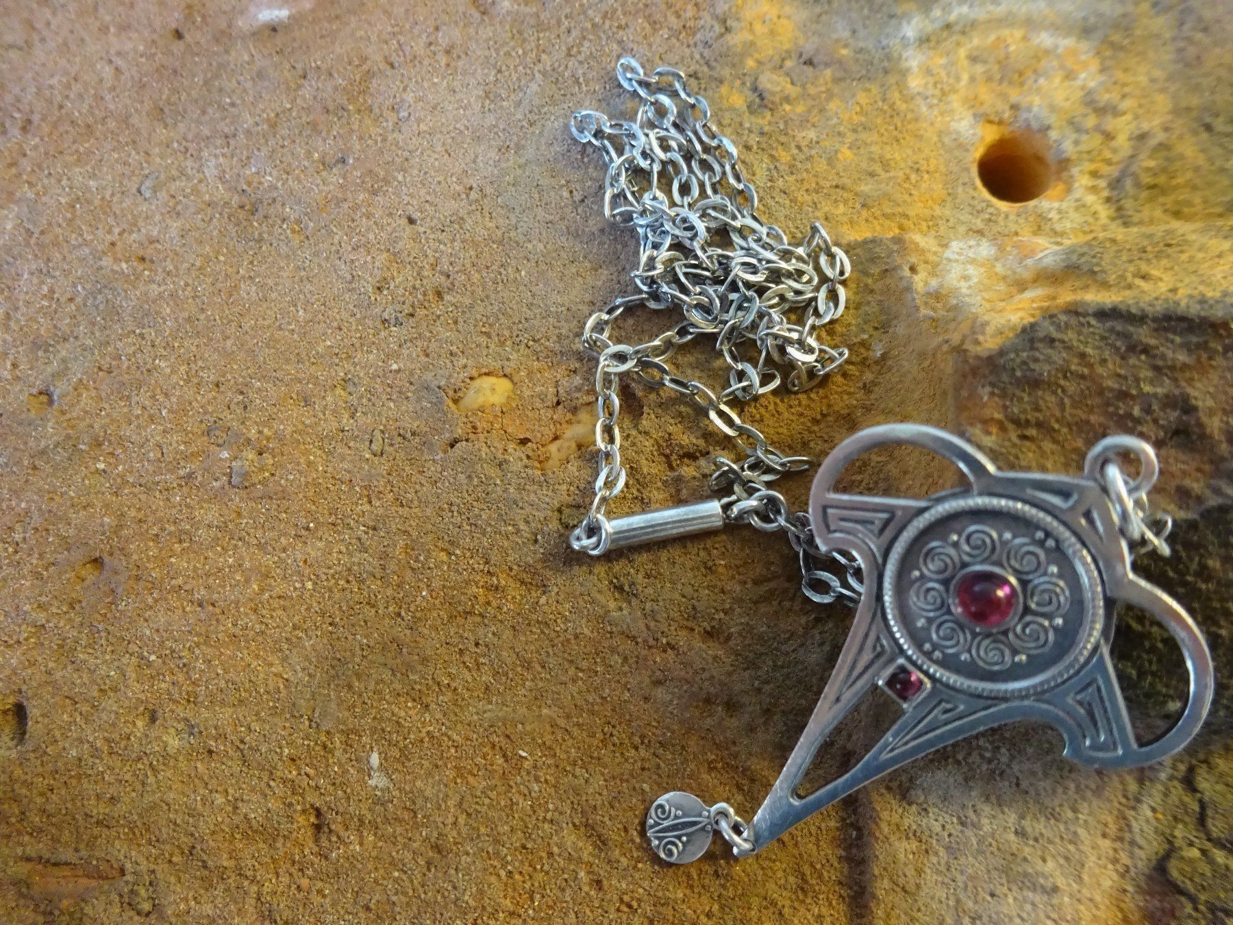 Catenine: Kette Jugendstil Almandin / 800 Silber – Usato da Esslingen venduto da FetteSchnecke 3