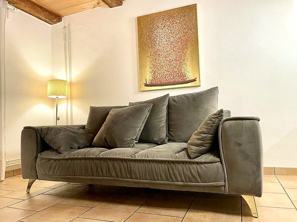 Divani: Edles KARE Designersofa - Samt-Optik, dunkelgrau – Usato da Tenniken venduto da Gnade27 2
