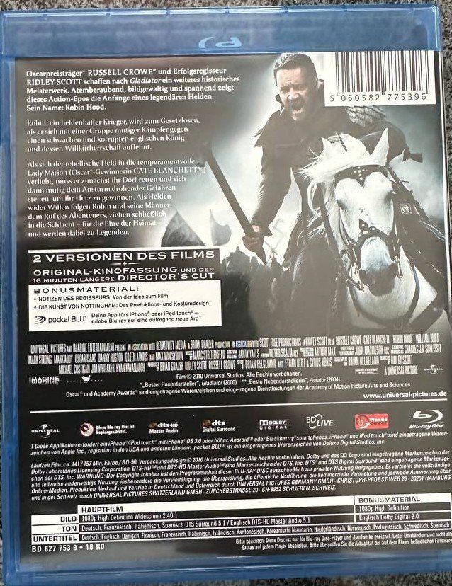 Tutti i DVDs: Robin Hood Blu-ray Director's Cut, 2 Versionen – Usato da Beringen venduto da Mantafisch1 1