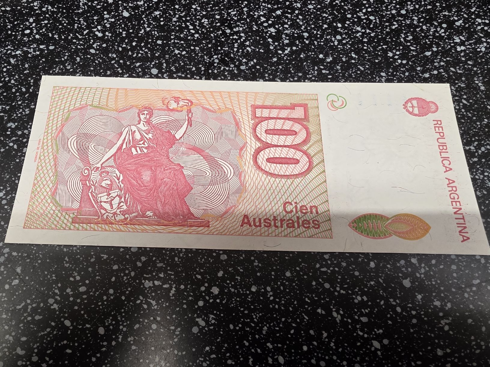 Banconote: Argentinien 100 Australes Banknote  – Nuovo e nell'imballaggio originale da Herisau venduto da Antiques.AR 1