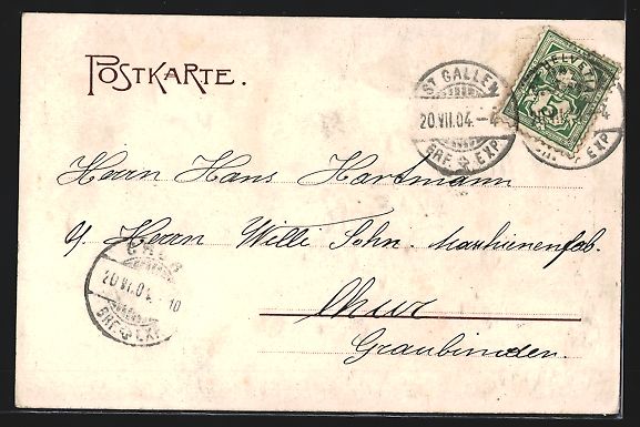 Ansichtskarten: Litho St. Gallen, Eidgen. Schützenfest  – Gebraucht aus Berlin von bartko-reher 1