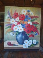 Ölgemälde Blumen mit Pfeife 50x60cm unbestimmt guter Zustand