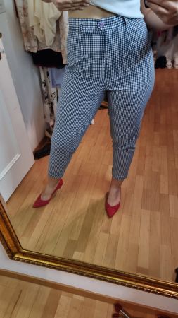 Vintage Schicke Vichy Karo Hose Gr. 38/40 Style