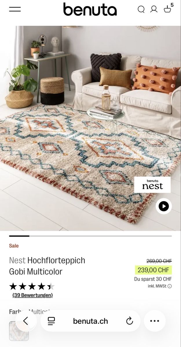 Tappeti: Benuta Nest Hochflorteppich Gobi Multicolor  – Usato da Basel venduto da wic_f7cf 1