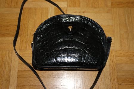 Sac à bandoulière noir vintage crocodile