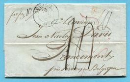 Faltbrief von Zürich nach Francomont (Belgien) 1836
