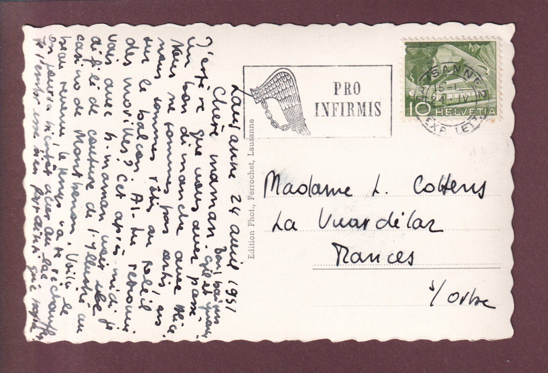 Ansichtskarten: Château de NYON - 1951 – Gebraucht aus Pully von nicecards 1