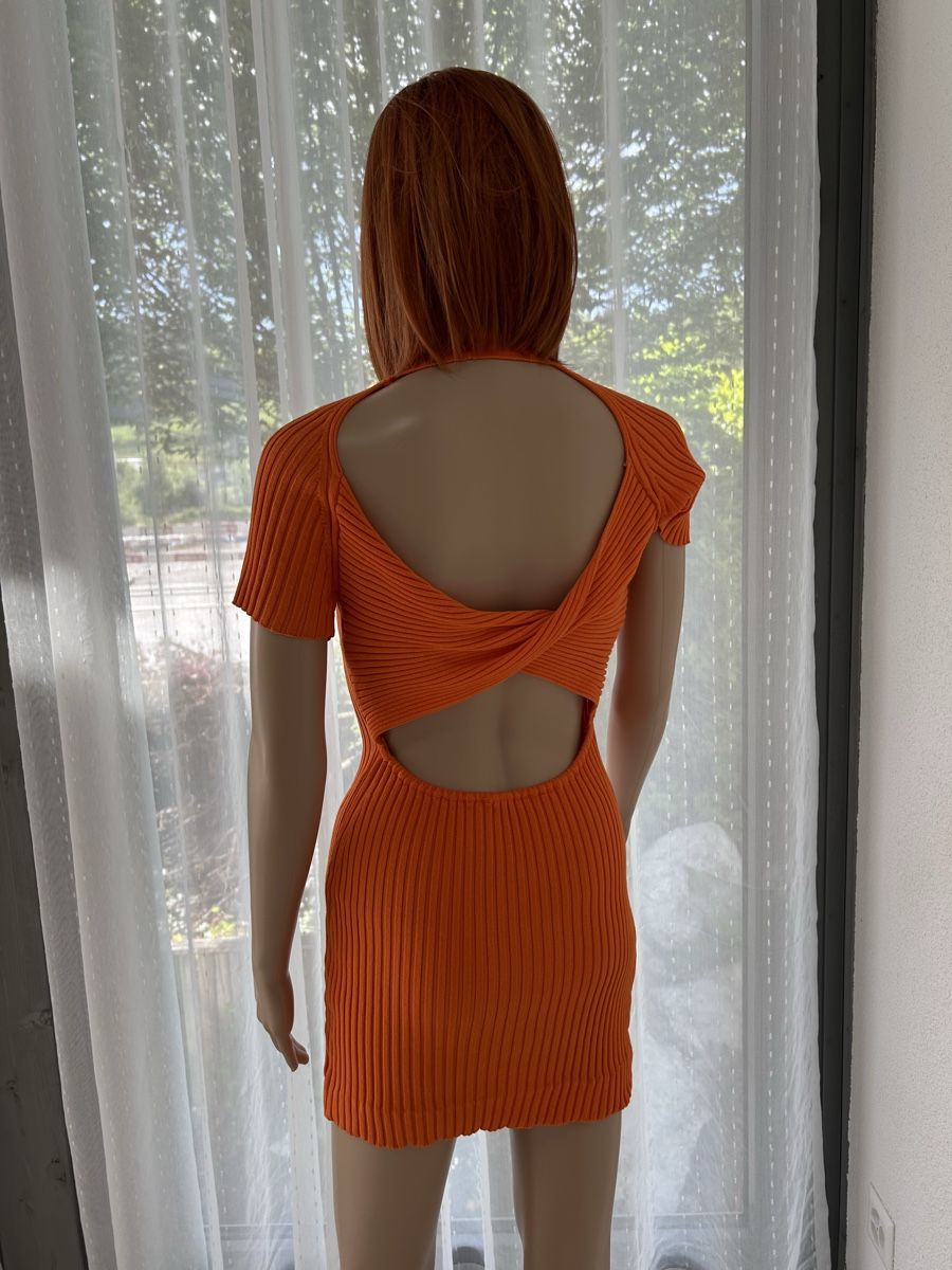 Vestiti: Orange Ribbed Mini Dress with Open Back - Size S – Nuovo (secondo la descrizione) da Saland venduto da ele_vc96 3