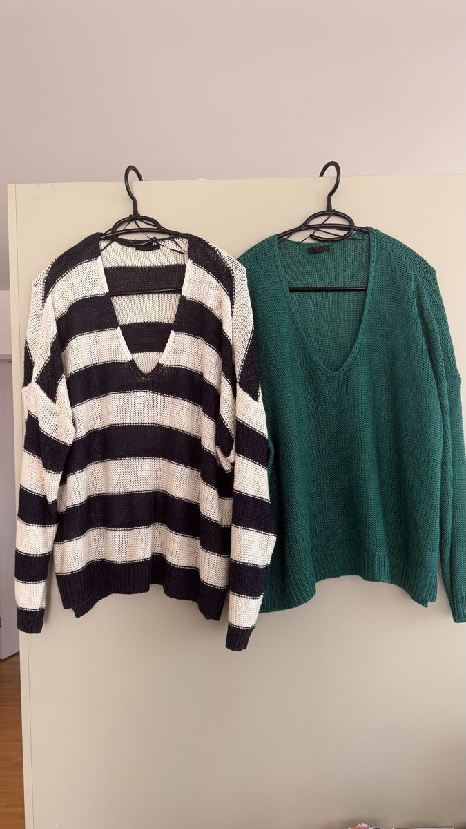 Lotti di vestiti: 2er-Set Strickpullover M/L– gestreift und grün – Usato da Winterthur venduto da -BeHappy24- 1