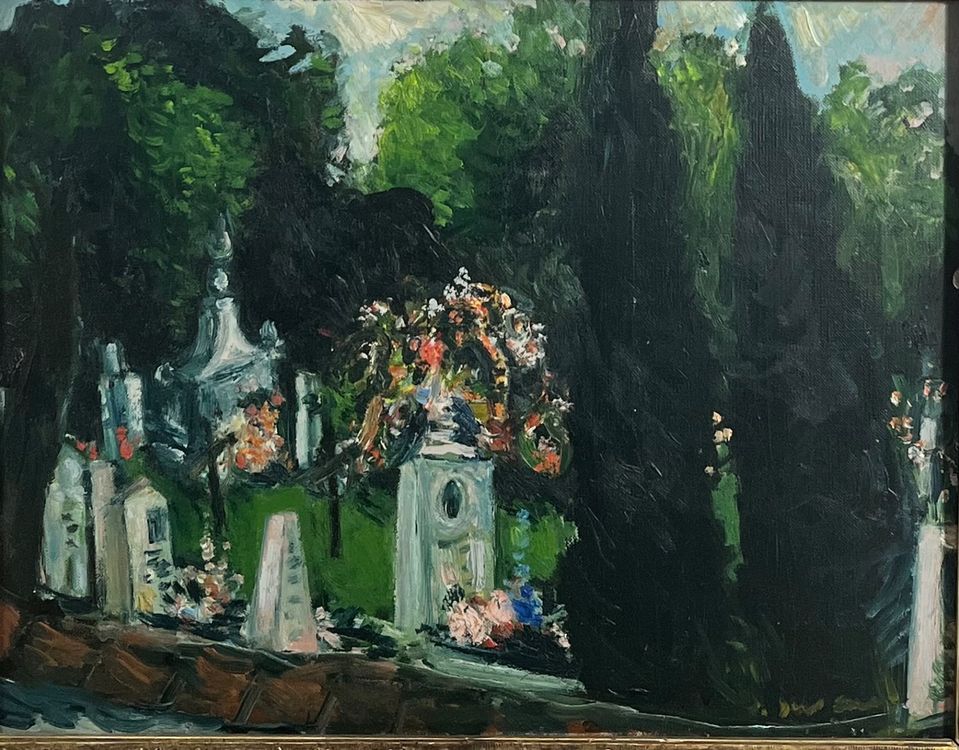 joseph-edward-duvanel-1941-1986-friedhof-szene-gem-lde-gebraucht-in