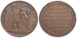 Frankreich, Bronzemedaille 2 Sols 1791, Jahr 3