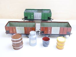 BUCO 3 x SBB Hochbordwagen + schönes Ladegut - Spur 0