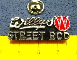 WILLY'S W STREET ROD AUTO LOGO PIN GEPRÄGT SILBRIG