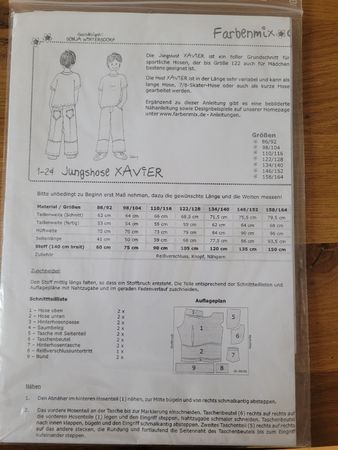 Schnittmuster Farbenmix Jungshose Xavier