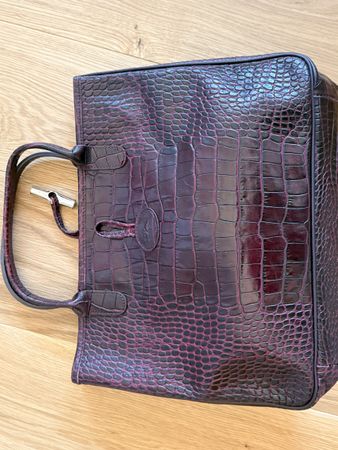 Handtasche Kroko-Optik dunkelrot guter Zustand
