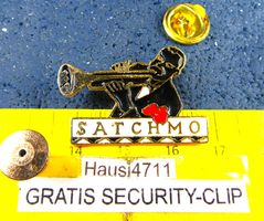 LOUIS ARMSTRONG JAZZ MUSIC SCHMUCK-PIN GEPRÄGT GOLDIG