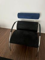 Design Sessel mit Hocker schwarz blau gebraucht