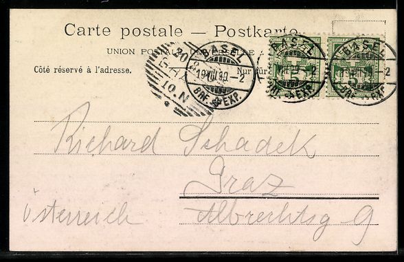 Cartoline postali: AK Basel, Teilansicht mit Kirche, 1899 – Usato da Berlin venduto da bartko-reher 1