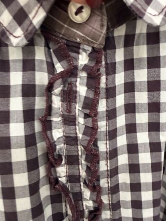 Bluse CMP mit Rüschen, violett kariert, Gr. 38